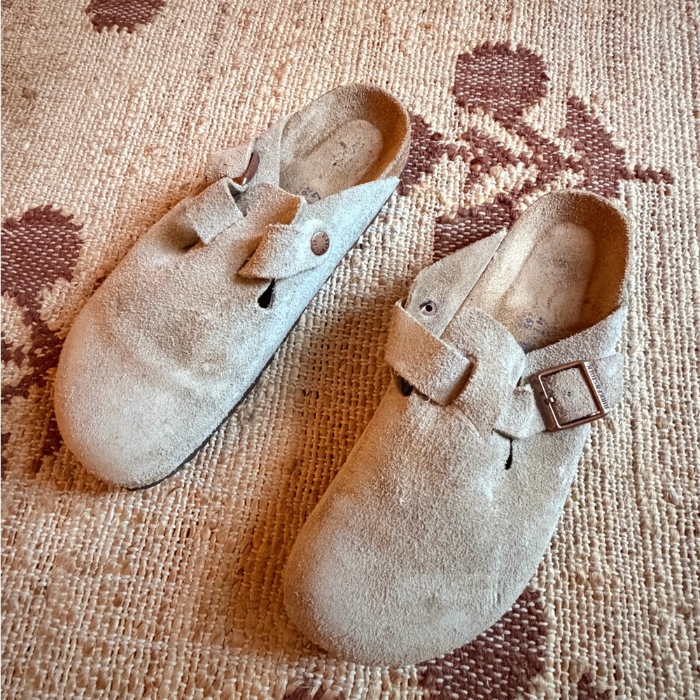 Birkenstock Beige Suede Clogs Mule